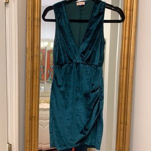 Blue-Green Crushed Velvet Dress
